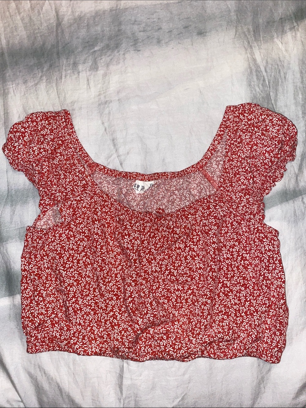 Gap Teen Mix-Print Flutter Sleeve Smock Top” in Red Floral Girls Size 12
